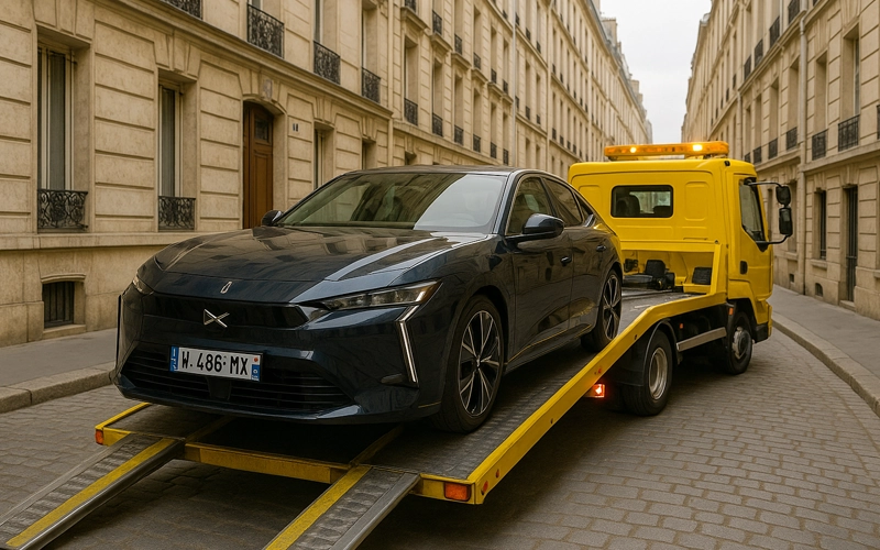 Dépanneur auto intervenant sur place à Paris 9 en rue étroite