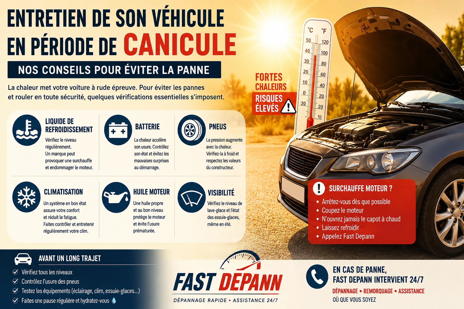 Entretien de son véhicule pendant une canicule.